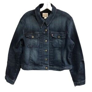 LEVI’S Women's Truckers Jean Jacket Size XL Blue Denim Snaps VGUC